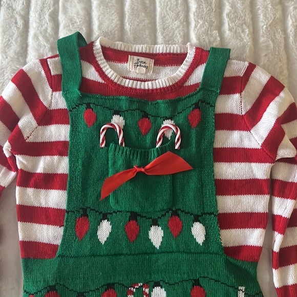 Born Famous Ugly Christmas Sweater Dress Medium Multicolor Stripe w/ Candy Canes - Picture 10 of 10